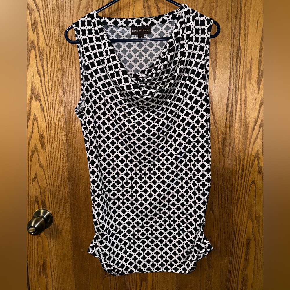 Dana Buchman Black & White Geometric Cowl Neck Camisole
